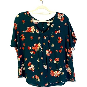 MADEWELL‎ Dark Green Spruce Blooms Rhyme Top Blouse